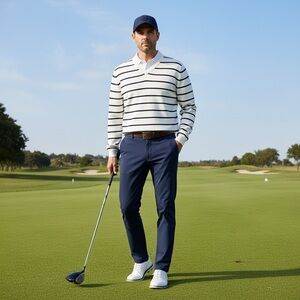 NWT iliac golf Bert LaMar White Striped Sweater Long Sleeves Size XL